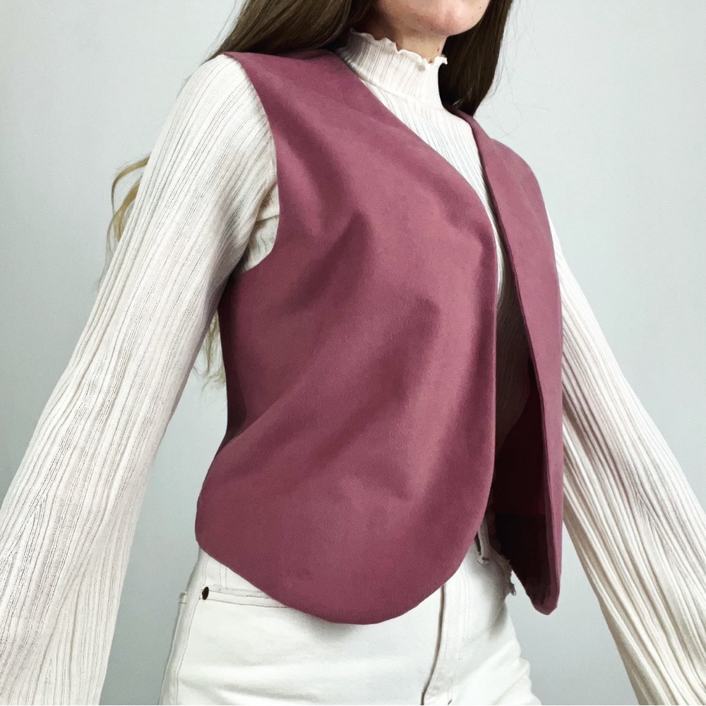 Vintage Faux Suede Vest in Rose Mauve | Size S/M